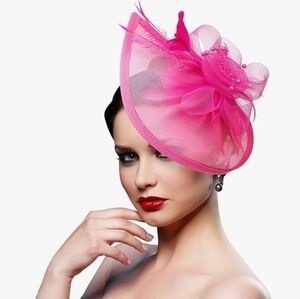 NEW! Vibrant Pink Floral Kentucky Derby Hat